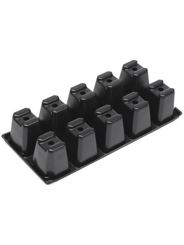 Кассета для рассады, 10 ячеек по 100 мл, набор 5 шт., чёрная