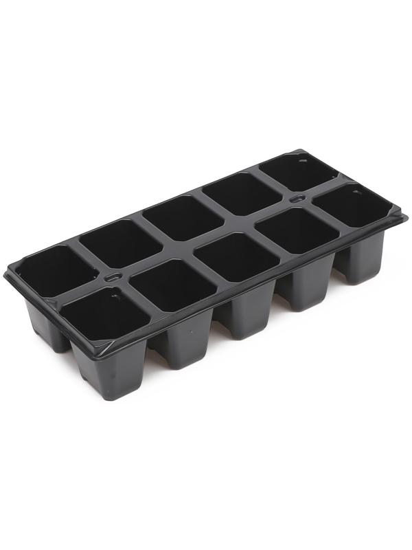 Кассета для рассады, 10 ячеек по 100 мл, набор 5 шт., чёрная