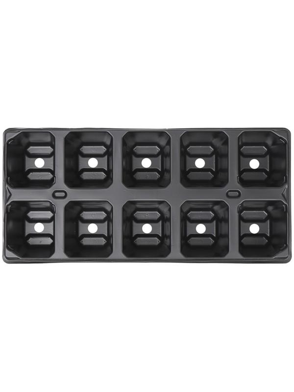 Кассета для рассады, 10 ячеек по 100 мл, набор 5 шт., чёрная