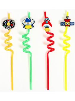 Трубочки для коктейля «Космос», в наборе 4 штуки