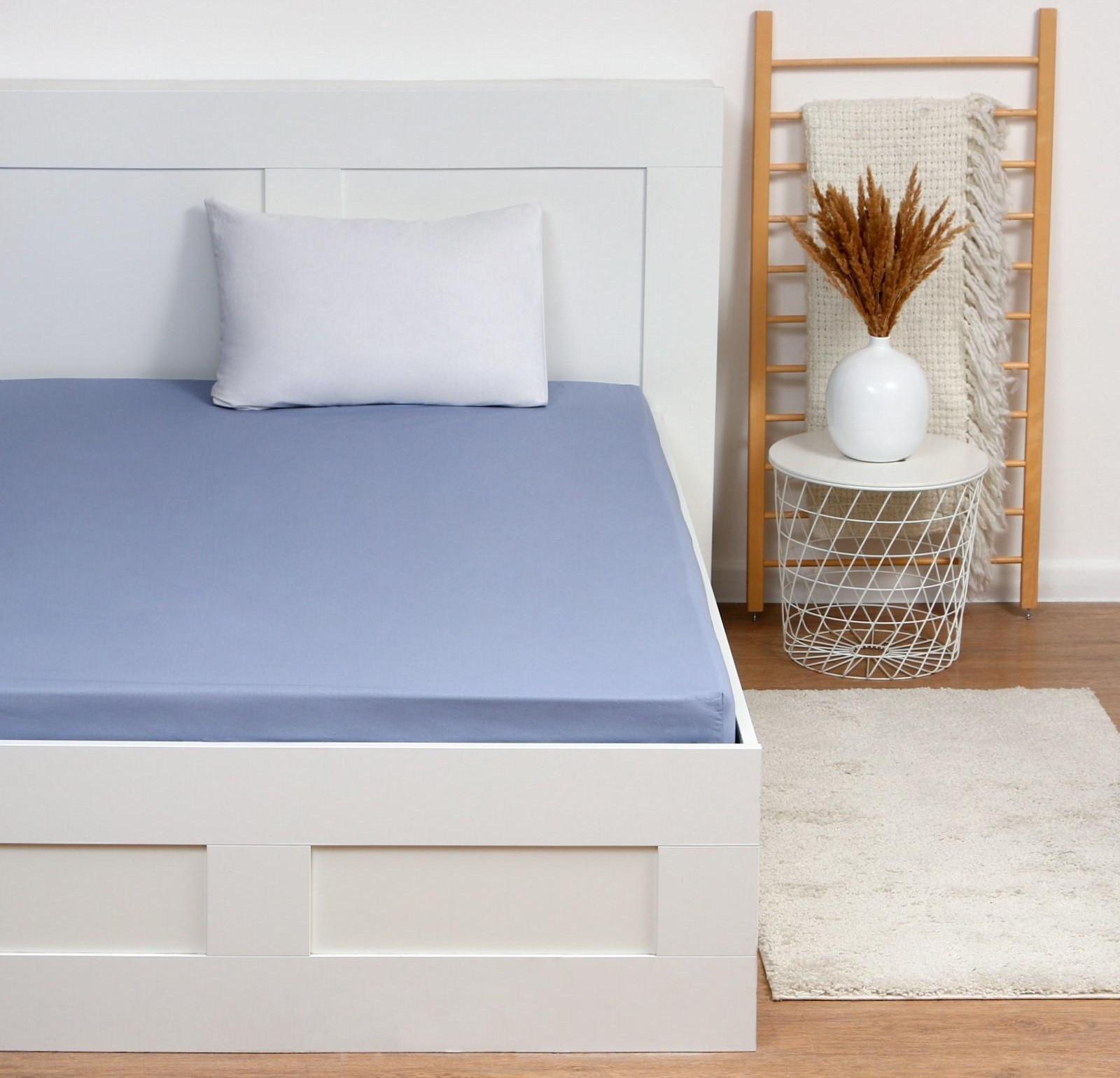 Простыня Этель 150*215, цв.голубой, 100% хлопок, поплин 125г/м2