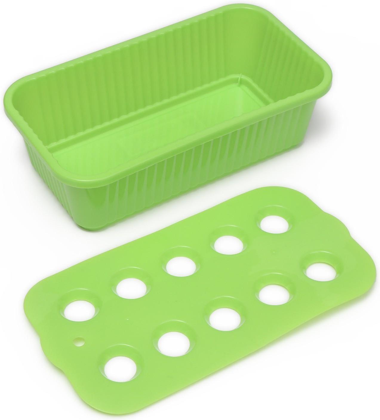 Ящик для рассады, 29 × 16 × 8,5 см, 2,5 л, 10 лунок, зелёный, Greengo