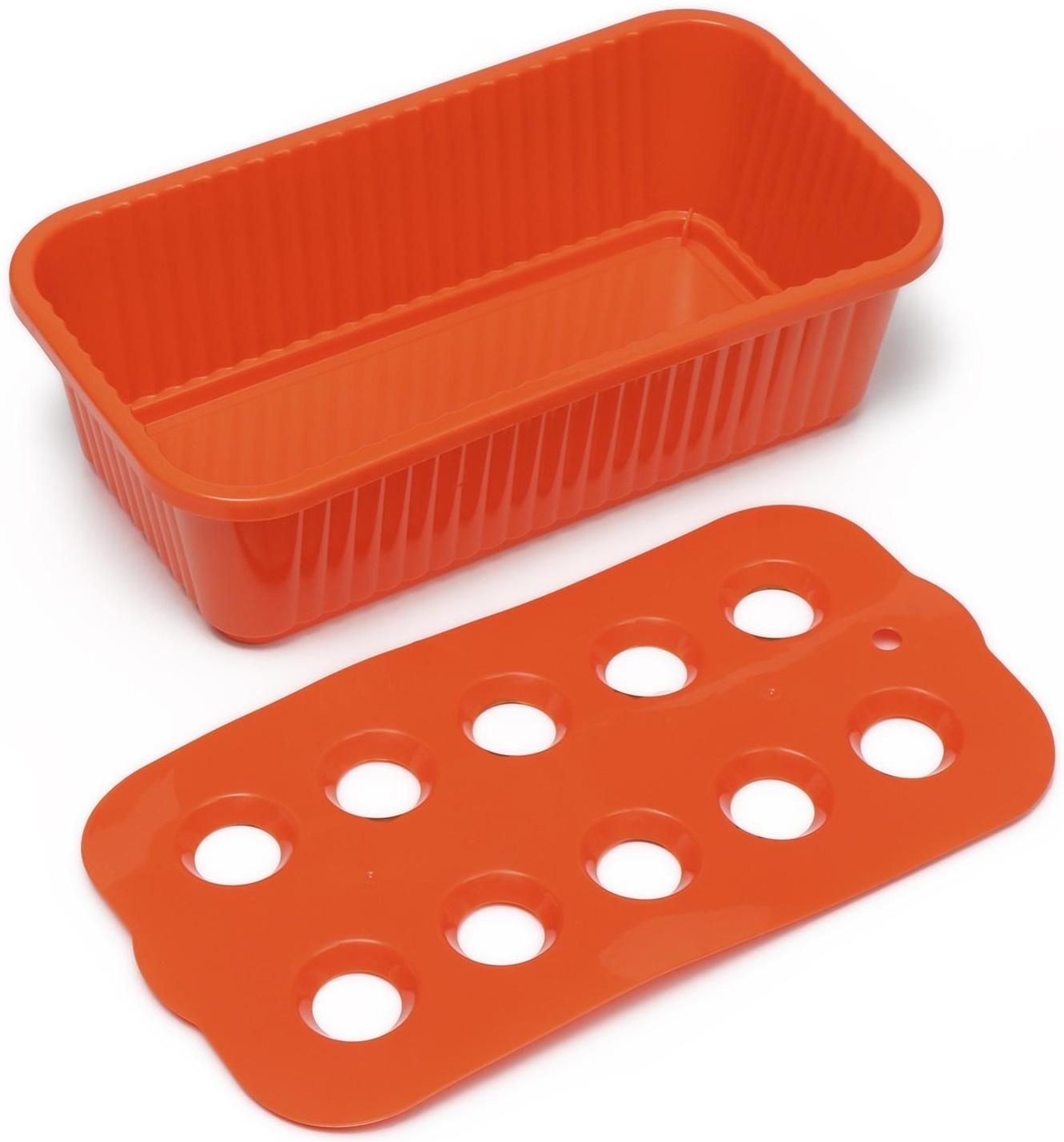 Ящик для рассады, 29 × 16 × 8,5 см, 2,5 л, 10 лунок, оранжевый, Greengo