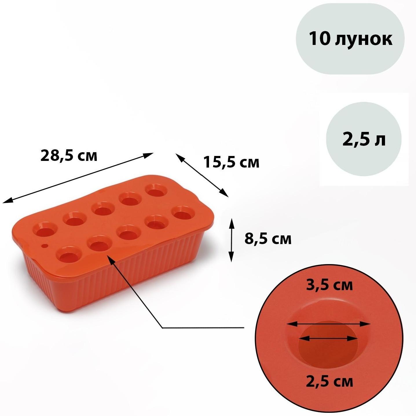 Ящик для рассады, 29 × 16 × 8,5 см, 2,5 л, 10 лунок, оранжевый, Greengo