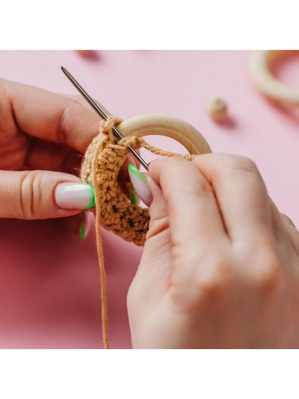 Набор колец для макраме, деревянные, d = 3,33/5 см, 3 шт