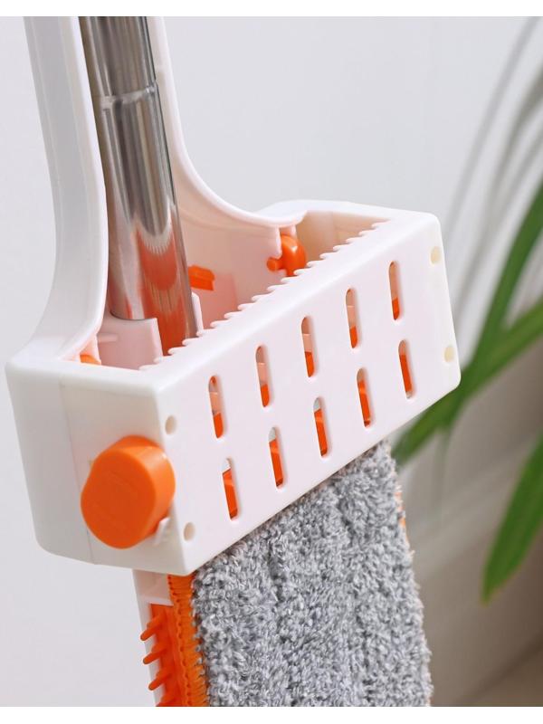 Швабра с отжимом, водосгоном и щёткой Raccoon, 2 насадки из микрофибры 50×11 см, стальная ручка 141 см