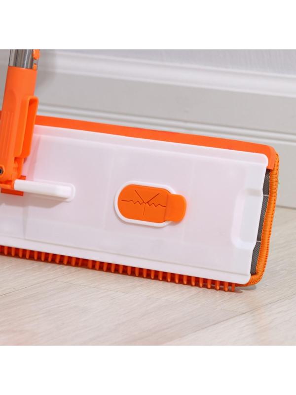 Швабра с отжимом, водосгоном и щёткой Raccoon, 2 насадки из микрофибры 50×11 см, стальная ручка 141 см