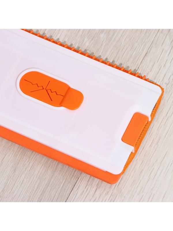 Швабра с отжимом, водосгоном и щёткой Raccoon, 2 насадки из микрофибры 50×11 см, стальная ручка 141 см