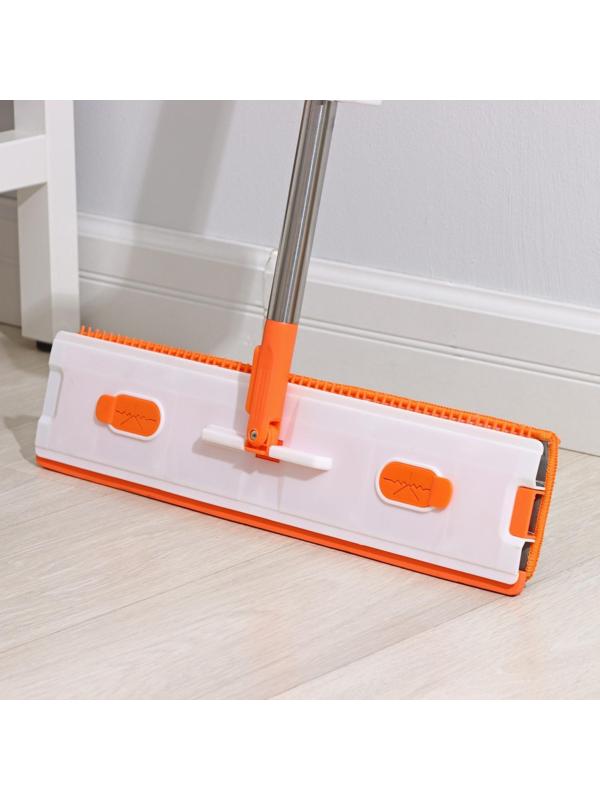 Швабра с отжимом, водосгоном и щёткой Raccoon, 2 насадки из микрофибры 50×11 см, стальная ручка 141 см