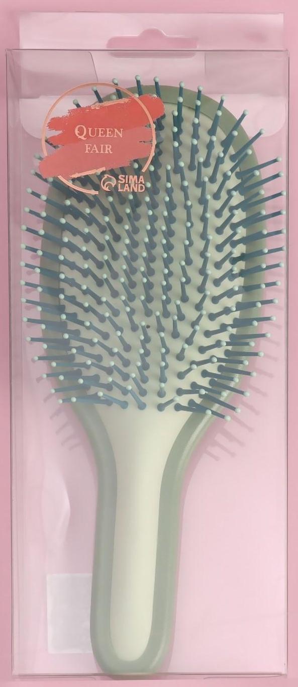 Расчёска массажная, 9 × 22 см, цвет хакки/светло-зелёный