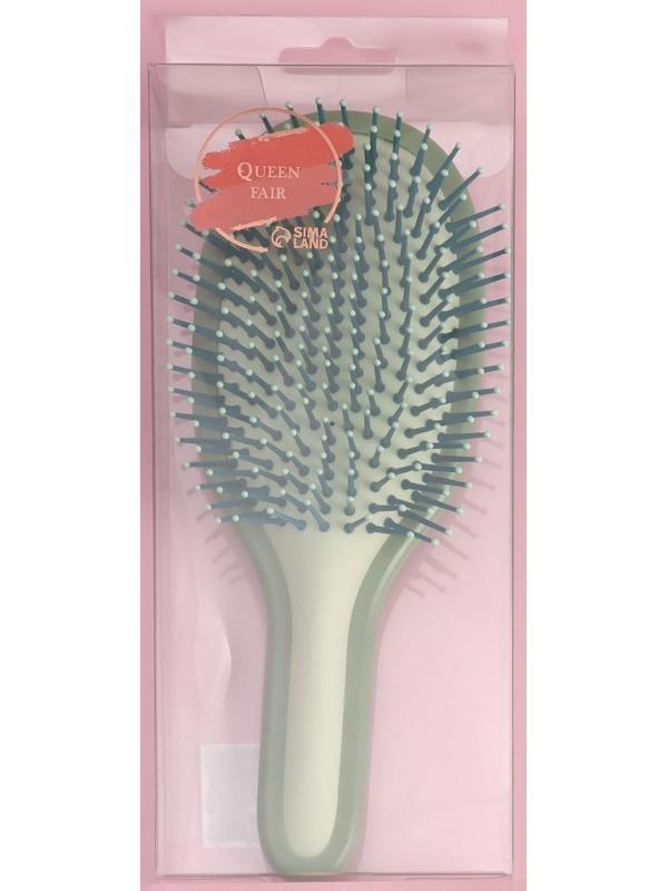 Расчёска массажная, 9 × 22 см, цвет хакки/светло-зелёный