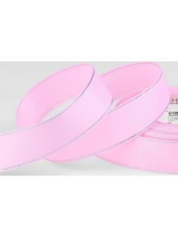 Лента репсовая «Серебряные нити», 25 мм × 23 ± 1 м, цвет светло-розовый №004