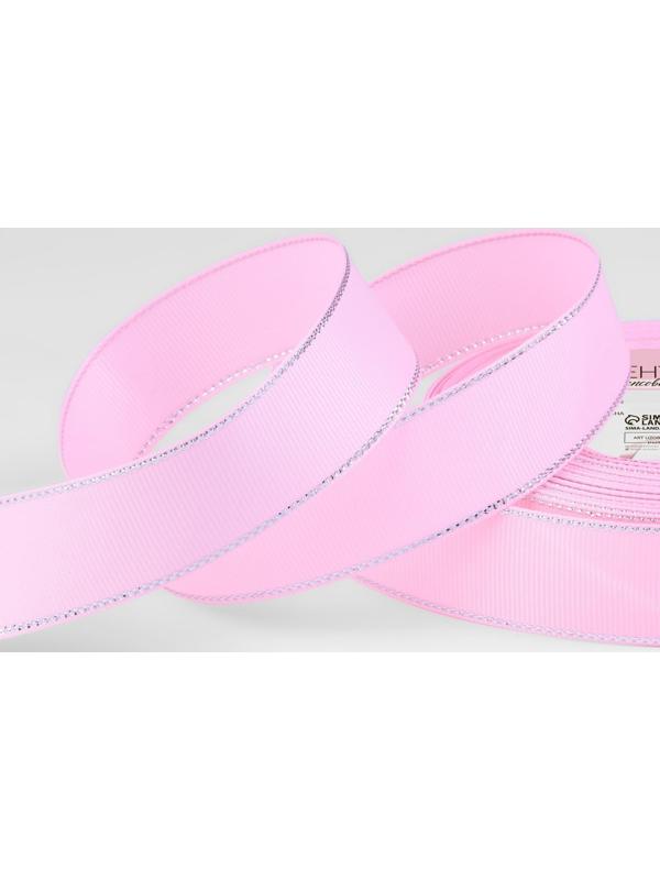 Лента репсовая «Серебряные нити», 25 мм × 23 ± 1 м, цвет светло-розовый №004