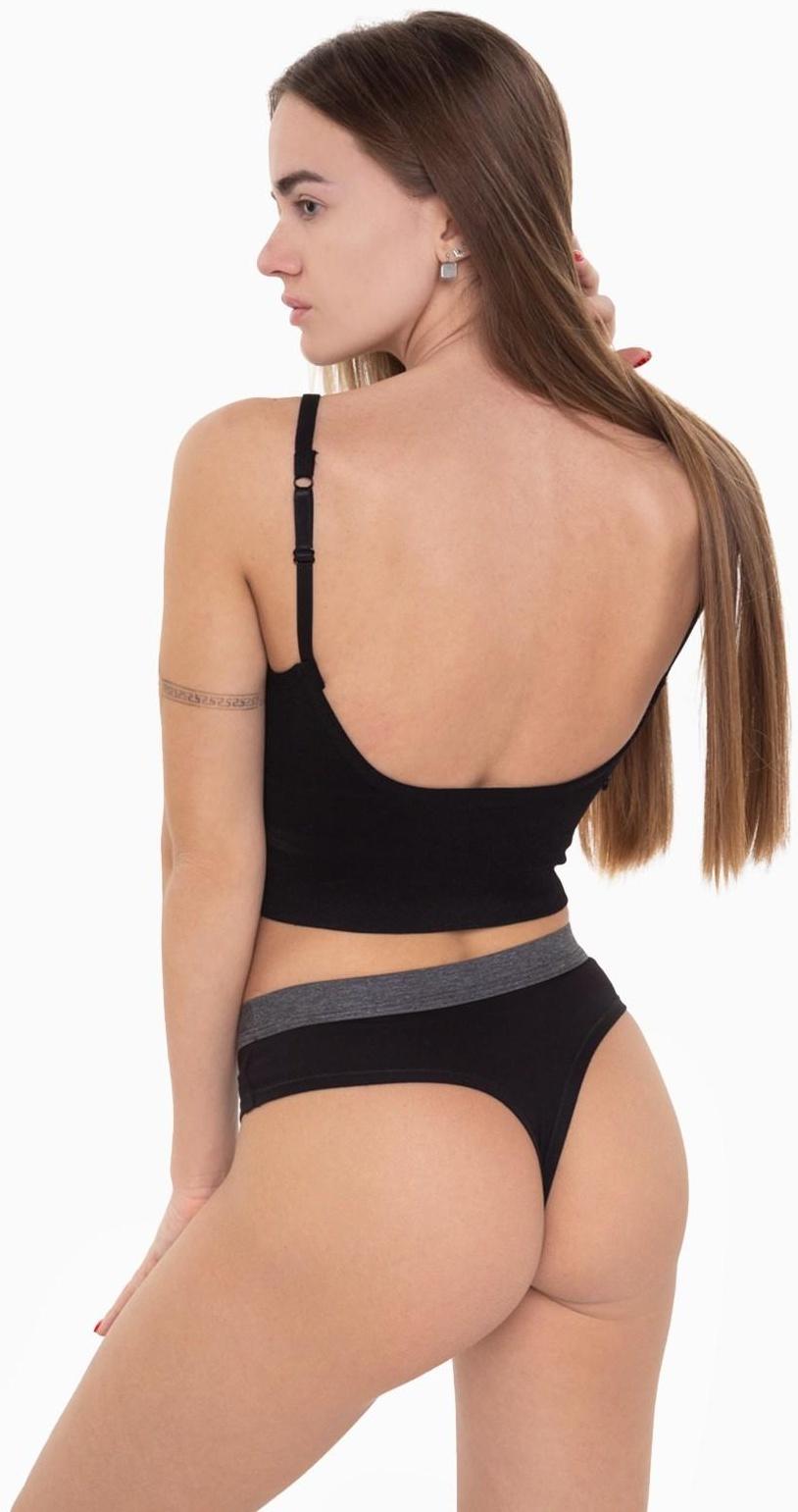 Трусы женские стринги, цвет чёрный, размер 44