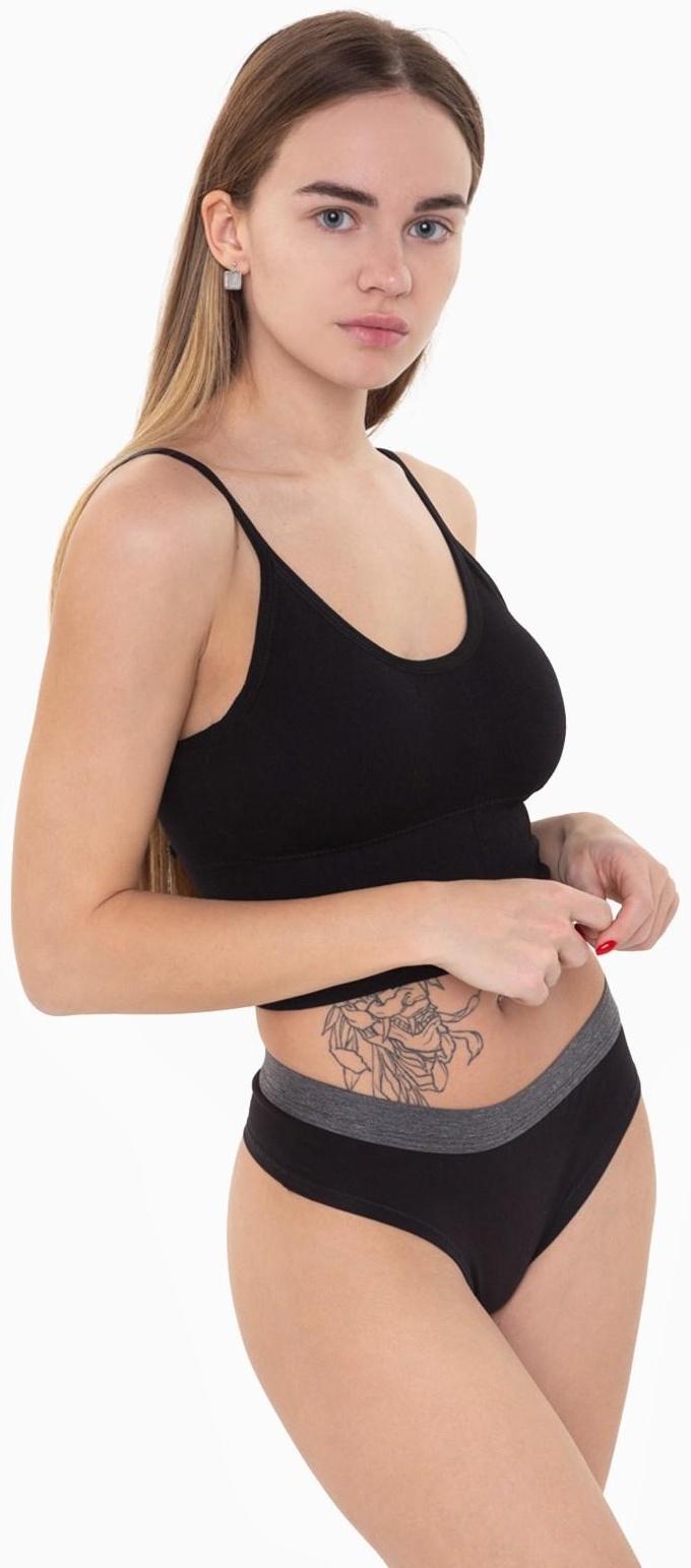 Трусы женские стринги, цвет чёрный, размер 44