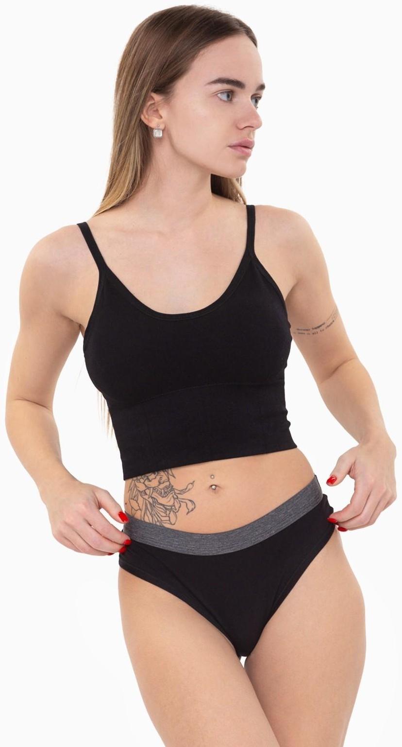 Трусы женские стринги, цвет чёрный, размер 44