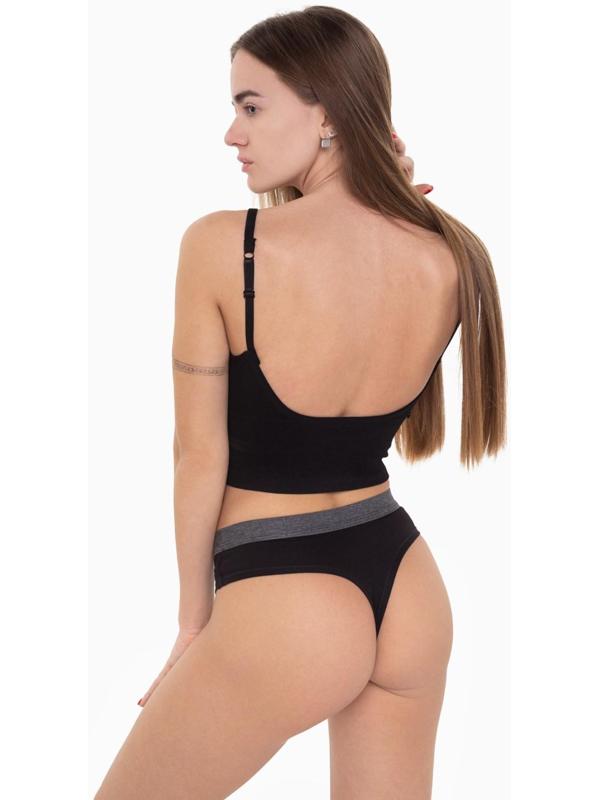 Трусы женские стринги, цвет чёрный, размер 44