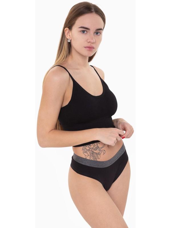 Трусы женские стринги, цвет чёрный, размер 44