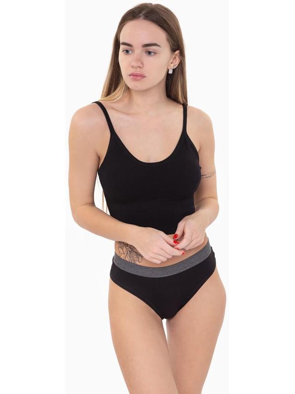 Трусы женские стринги, цвет чёрный, размер 44