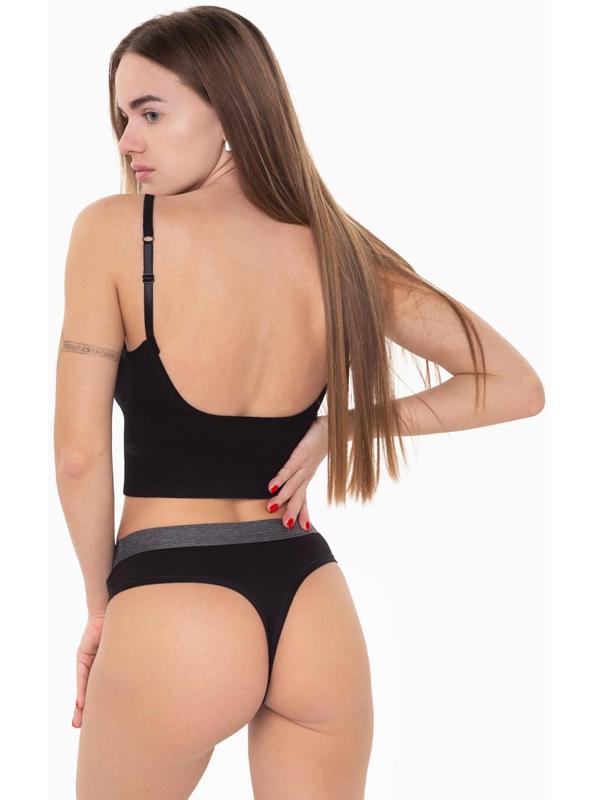 Трусы женские стринги, цвет чёрный, размер 44