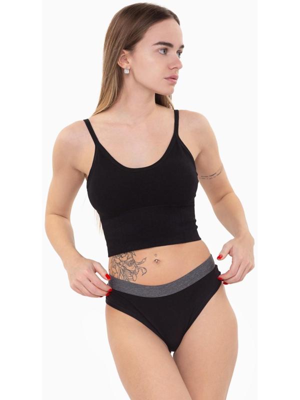 Трусы женские стринги, цвет чёрный, размер 44