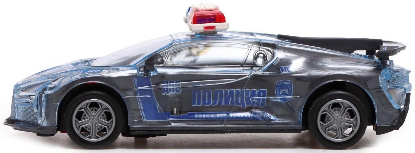 Машина инерционная «Crazy race, полиция», русская озвучка, свет, цвет серый