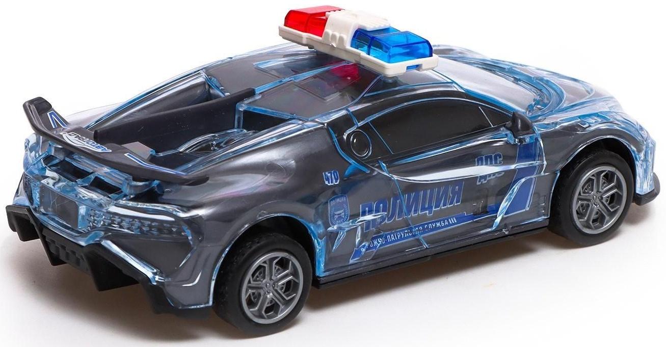 Машина инерционная «Crazy race, полиция», русская озвучка, свет, цвет серый