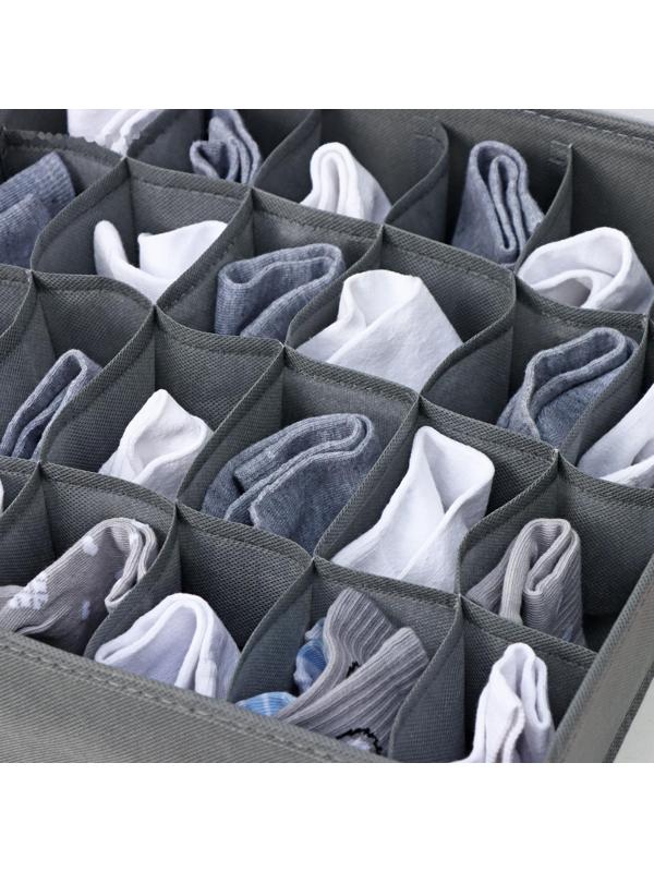 Органайзер для хранения белья Доляна «Смарт», 24 отделения, 32×32×10 см, цвет серый
