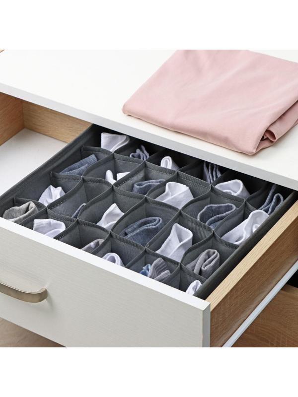 Органайзер для хранения белья Доляна «Смарт», 24 отделения, 32×32×10 см, цвет серый