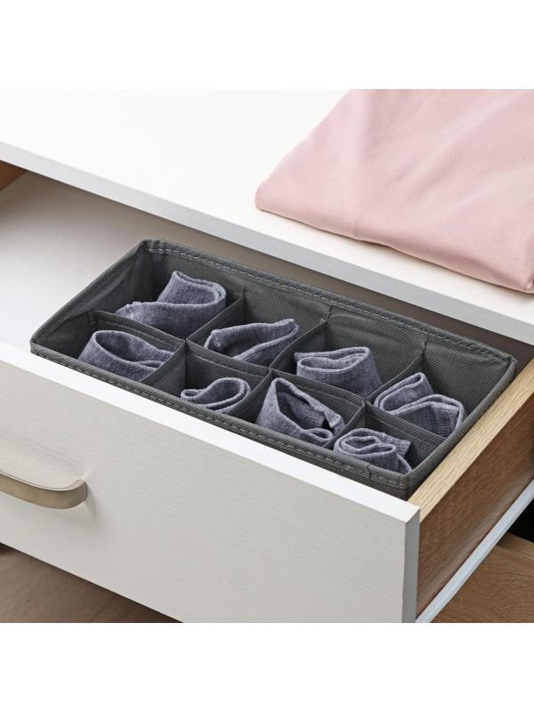 Органайзер для хранения белья Доляна «Смарт», 8 отделений, 28,5×13,5×10 см, цвет серый