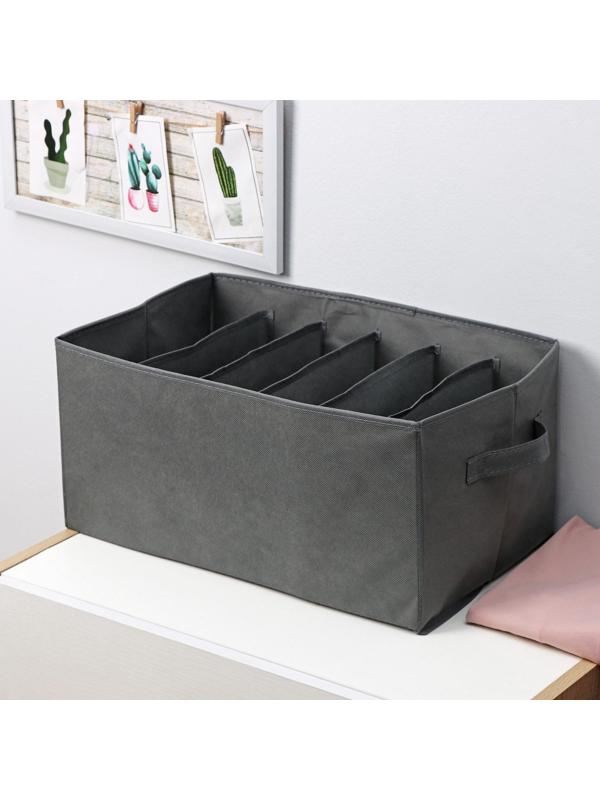 Органайзер для хранения белья Доляна «Смарт», 6 отделений, 44×29×22 см, цвет серый