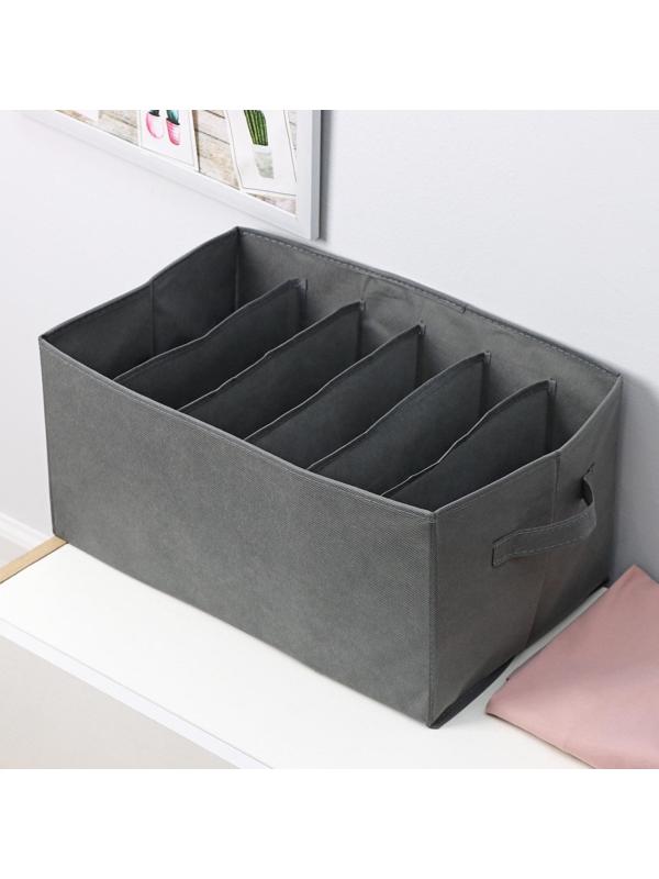 Органайзер для хранения белья Доляна «Смарт», 6 отделений, 44×29×22 см, цвет серый