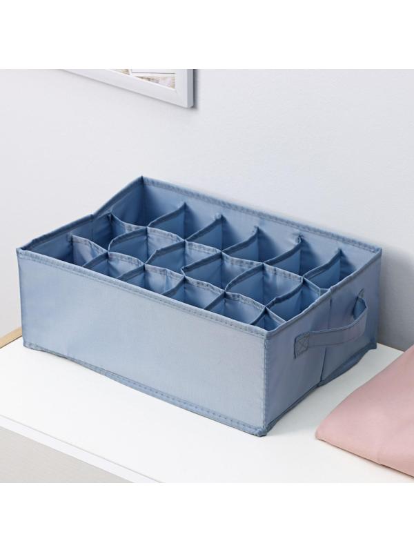 Органайзер для хранения белья «Комфорт», 18 отделений, 35×24×13 см, цвет серо-синий