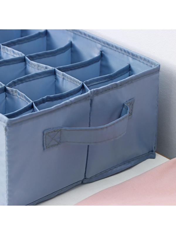Органайзер для хранения белья «Комфорт», 18 отделений, 35×24×13 см, цвет серо-синий