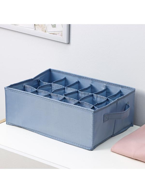 Органайзер для хранения белья «Комфорт», 18 отделений, 35×24×13 см, цвет серо-синий