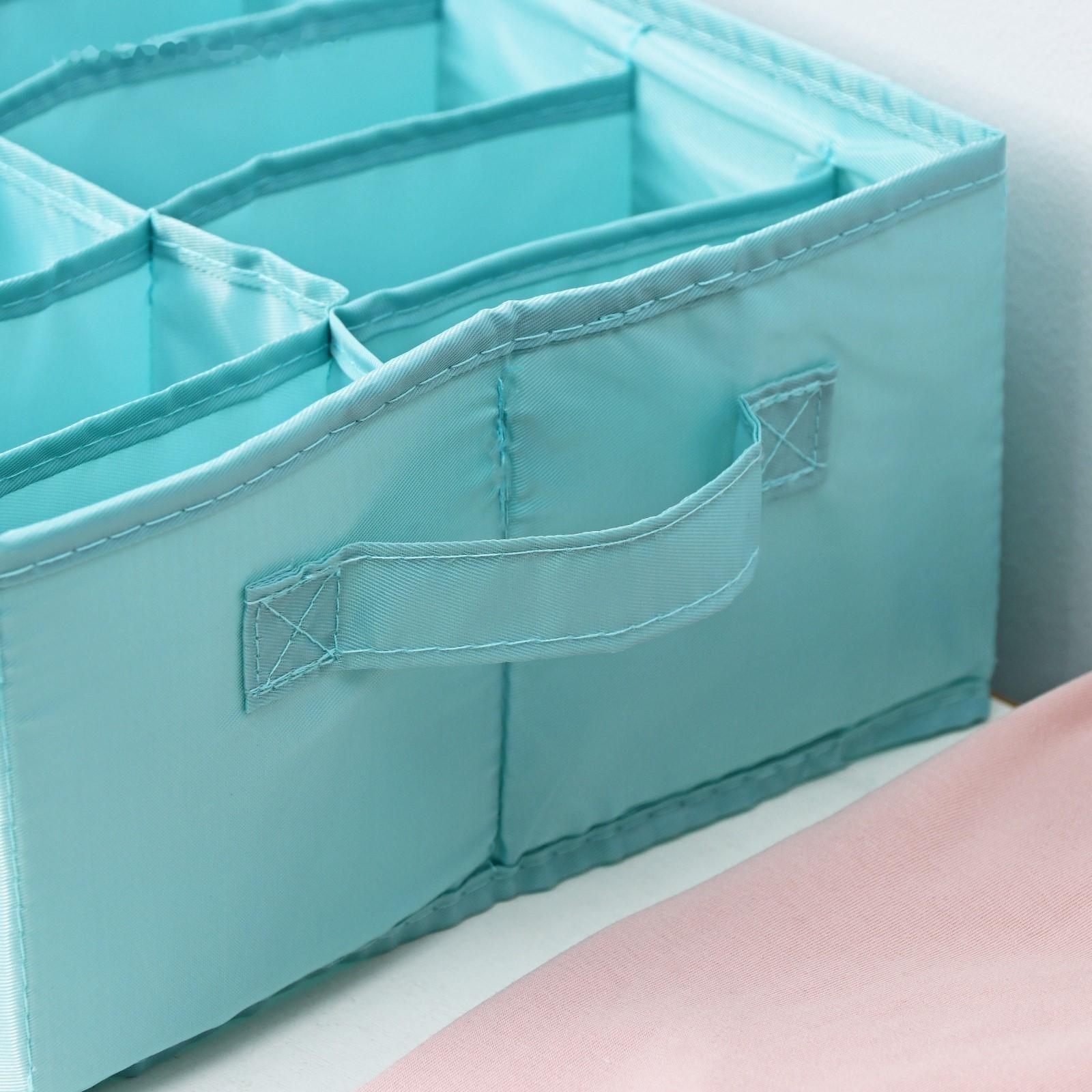 Органайзер для хранения белья «Комфорт», 12 отделений, 35×24×13 см, цвет бирюзовый