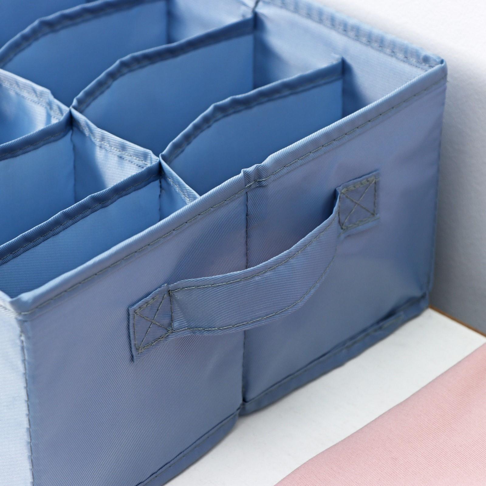 Органайзер для хранения белья «Комфорт», 12 отделений, 35×24×13 см, цвет серо-синий