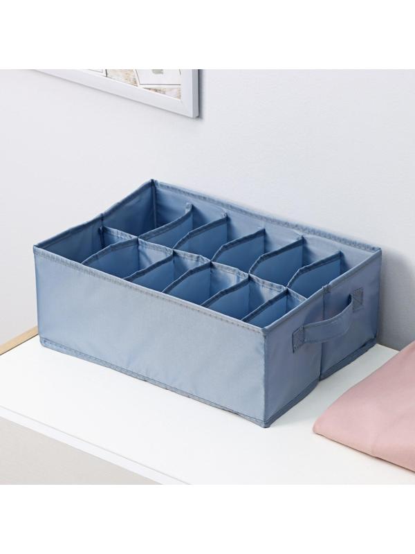 Органайзер для хранения белья «Комфорт», 12 отделений, 35×24×13 см, цвет серо-синий