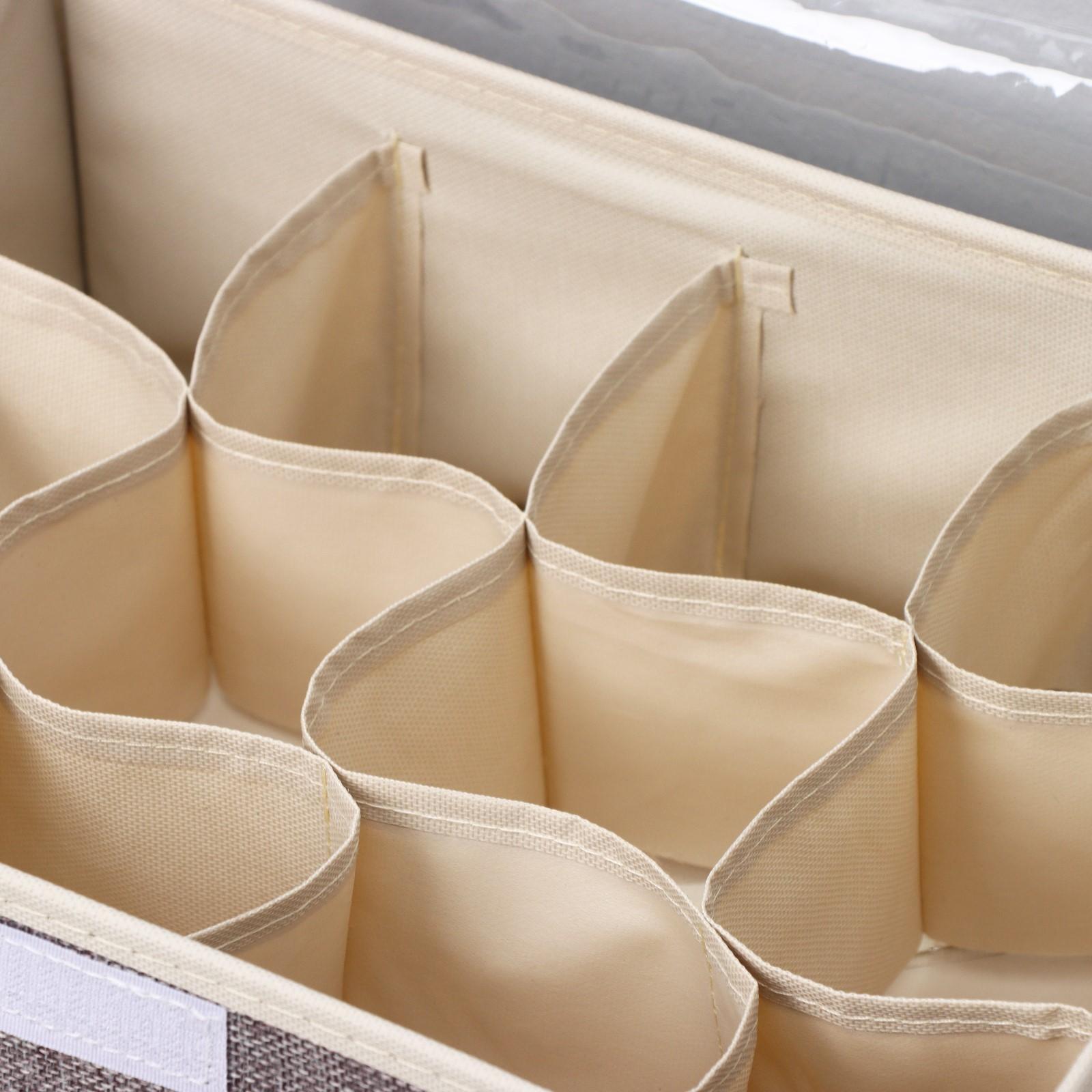 Органайзер для хранения белья с прозрачной крышкой Доляна «Тео», 12 отделений, 32×23×12 см, цвет серый