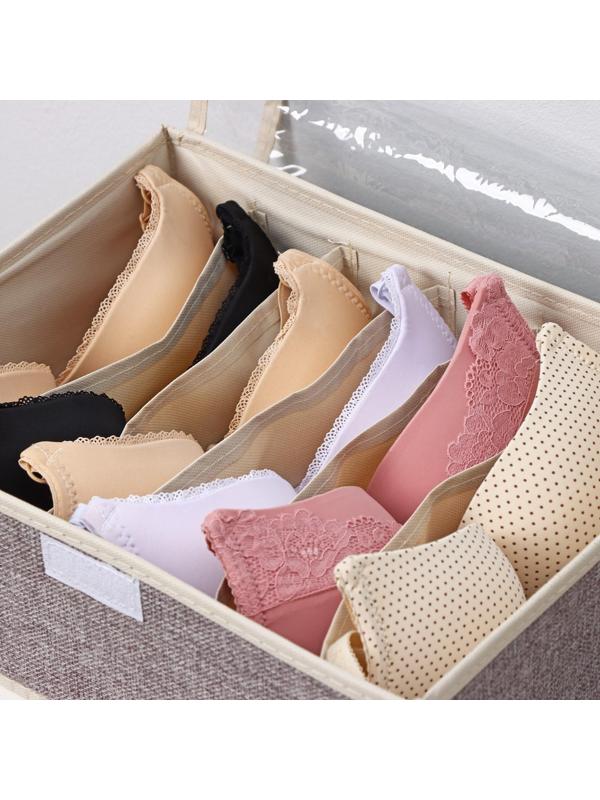 Органайзер для хранения белья с прозрачной крышкой Доляна «Тео», 6 отделений, 32×23×12 см, цвет серый