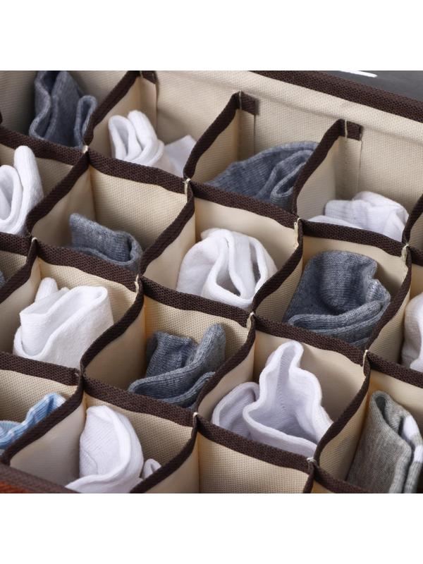 Органайзер для хранения белья с прозрачной крышкой Доляна «Тео», 24 отделений, 32×23×12 см, цвет бежево-коричневый