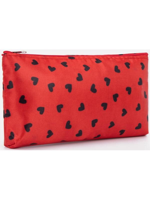 Косметичка на молнии, цвет красный