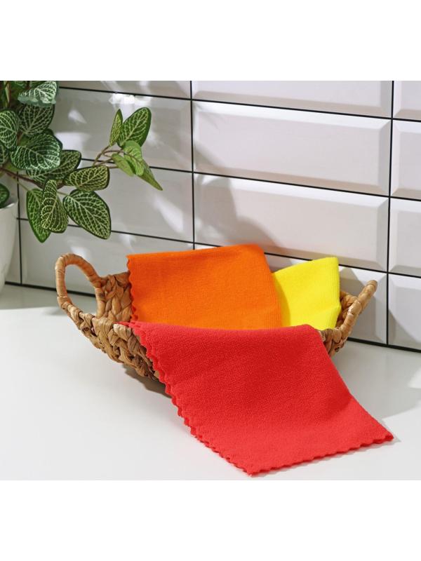 Салфетки универсальные Доляна «Промо», 180 гр, 3 шт, 30×30 см, микрофибра, ультразвуковая обработка края