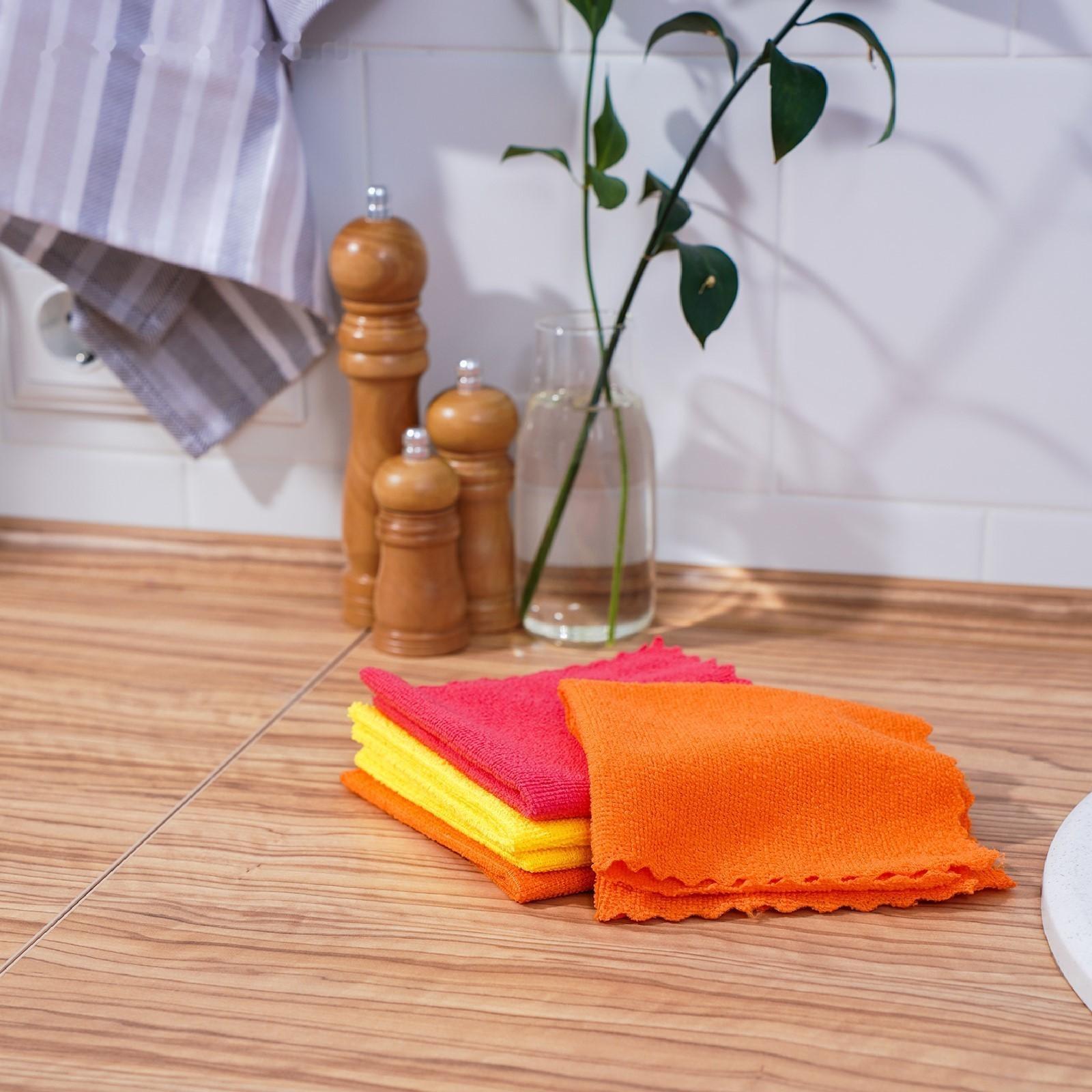 Салфетки универсальные Доляна «Промо», 180 гр, 5 шт, 30×30 см, микрофибра, ультразвуковая обработка края