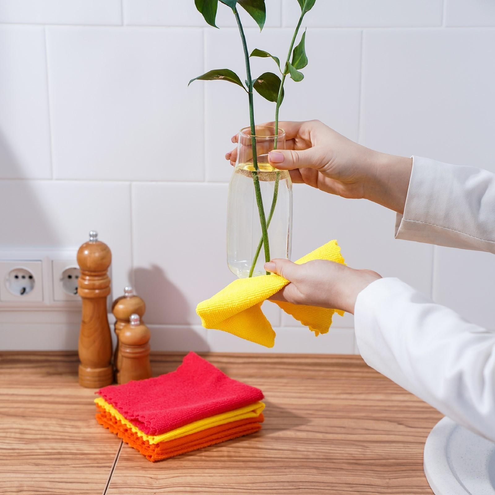 Салфетки универсальные Доляна «Промо», 180 гр, 5 шт, 30×30 см, микрофибра, ультразвуковая обработка края