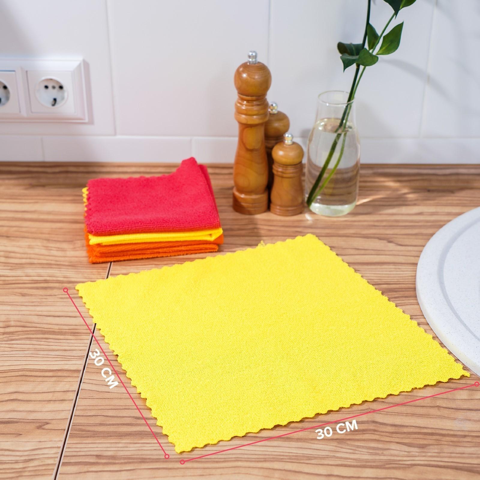 Салфетки универсальные Доляна «Промо», 180 гр, 5 шт, 30×30 см, микрофибра, ультразвуковая обработка края