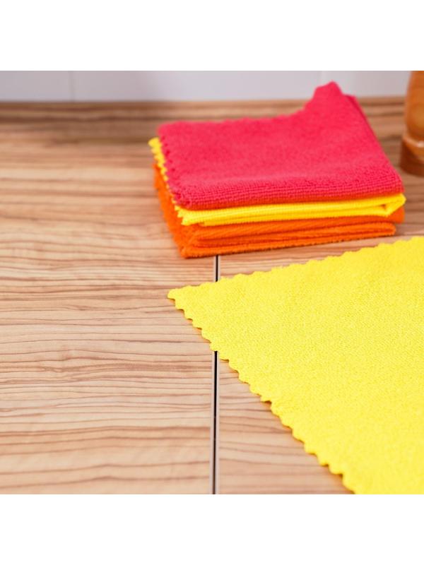 Салфетки универсальные Доляна «Промо», 180 гр, 5 шт, 30×30 см, микрофибра, ультразвуковая обработка края