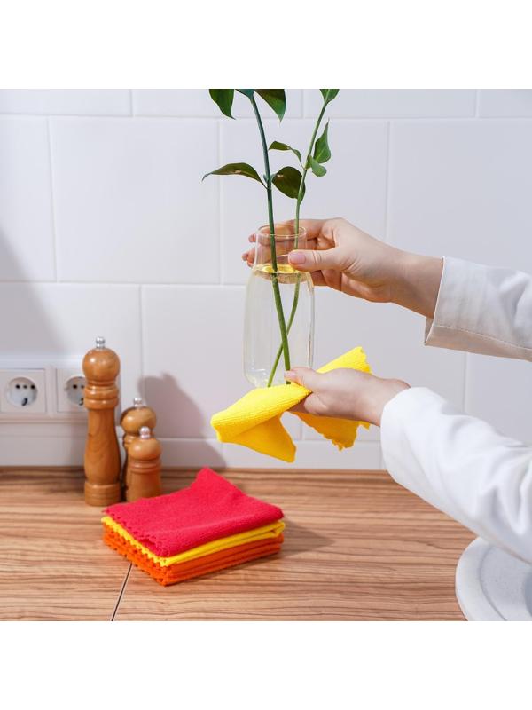 Салфетки универсальные Доляна «Промо», 180 гр, 5 шт, 30×30 см, микрофибра, ультразвуковая обработка края