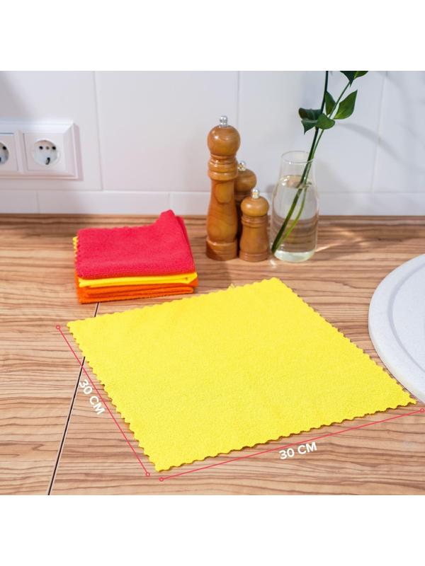 Салфетки универсальные Доляна «Промо», 180 гр, 5 шт, 30×30 см, микрофибра, ультразвуковая обработка края