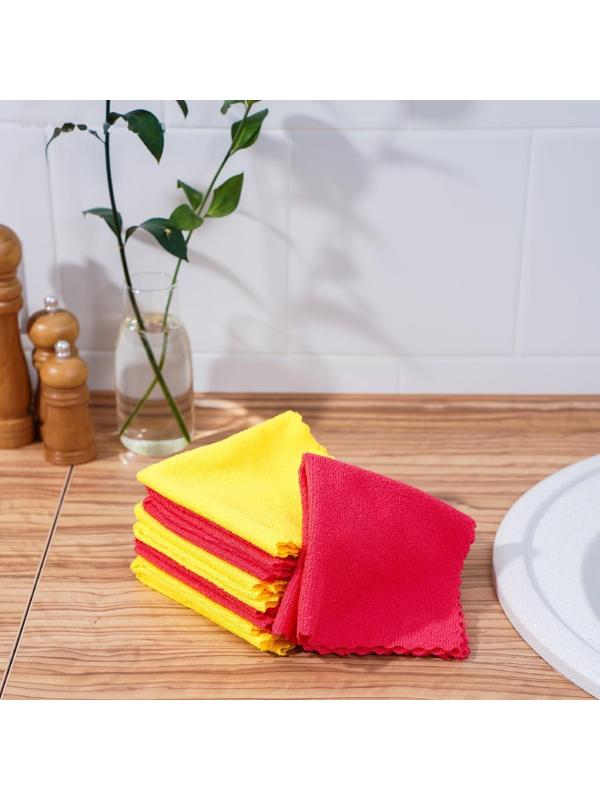 Салфетка универсальная Доляна «Промо», 180 гр, 10 шт, 30×30 см, микрофибра, ультразвуковая обработка края